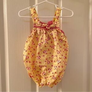 Buster Brown Chicken Chicks Floral Romper Yellow Red Girls Size 18 Months
